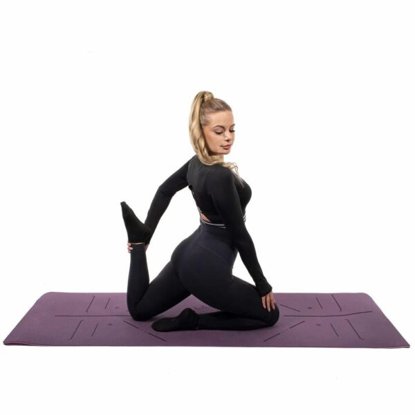 Saltea pentru antrenament, yoga, fitness, aerobic, pilates, exercitii la sol, 183x61cm, violet - Image 8