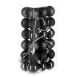 Karácsonyi gömbdísz készlet, 36 darab, 3 féle minta, 3 cm, fekete