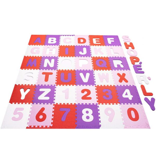Habszivacs matrac gyerekeknek, szám és betű puzzle típusú, 36 db, 175×175 cm, tarka - Image 5