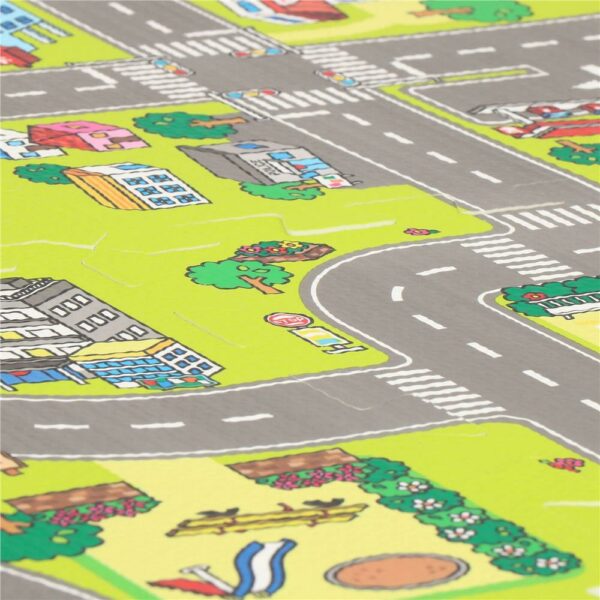 Covor din spuma pentru copii, tip puzzle strazi, 9 piese, 90×90 cm, verde - Image 5