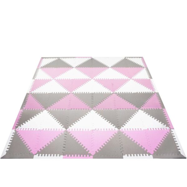Habszivacs matrac gyerekeknek, háromszög puzzle típusú, 96 db, 186×186 cm, szürke rózsaszín - Image 5