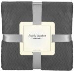 Bolyhos takaró 2 személyes, kétoldalas, texturált, 200x220cm, sötétszürke