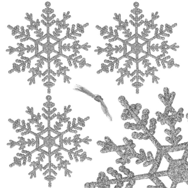 Hópehely karácsonyfadísz, 3 db-os készlet, 12cm, ezüst - Image 6