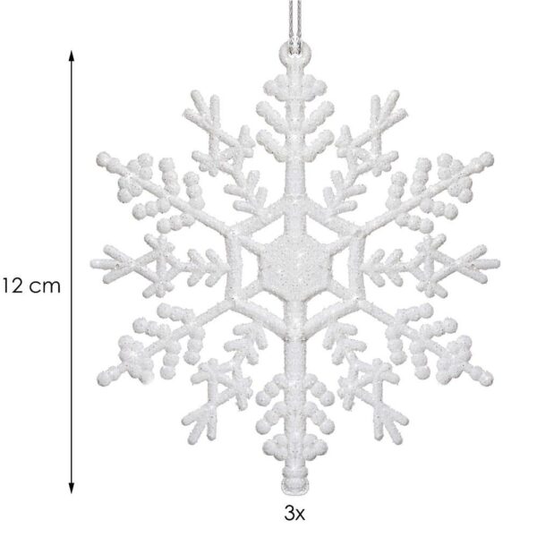 Hópehely karácsonyfadísz, 3 db-os készlet, 12cm, fehér - Image 6