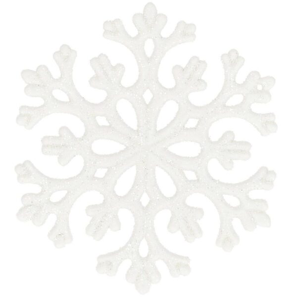 Decoratiune brad fulg de zapada, set 8 bucati, 8cm, alb