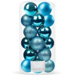 Karácsonyi gömbdísz készlet, 20 darab, 3 féle minta, 4 cm, kék