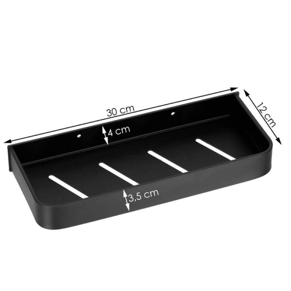 Raft de baie cu 2 sisteme instalare pe perete, aluminiu, 30x12x4cm, negru - Image 6