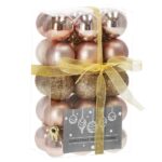 Karácsonyi gömb szett, 30 darab, 3 féle modell, 3 cm, rózsaarany