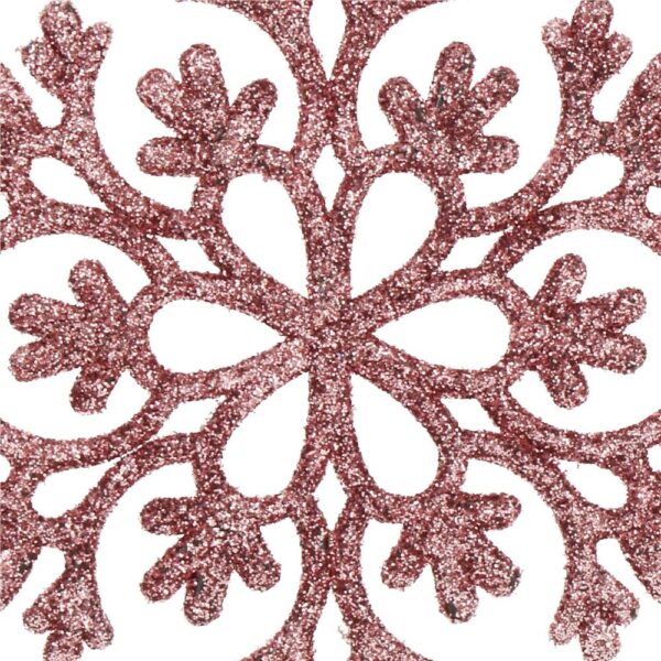 Decoratiune brad fulg de zapada, set 12 bucati, 10cm, roz - Image 8