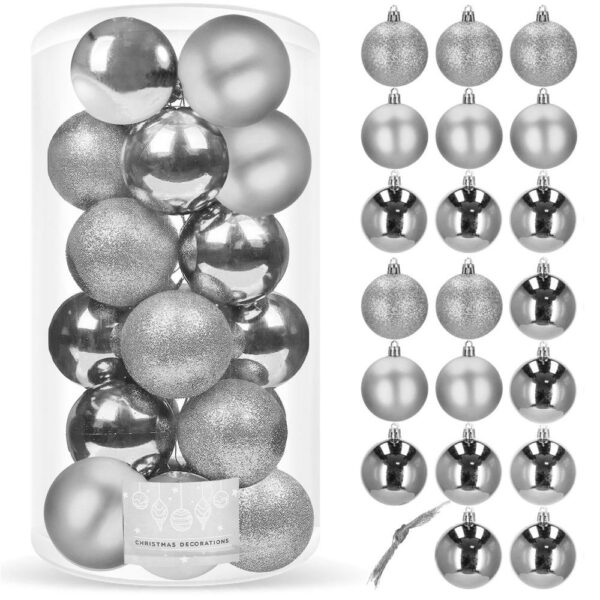 Set globuri de Craciun, 20 bucati, 3 modele, 4cm, argintiu - Image 7