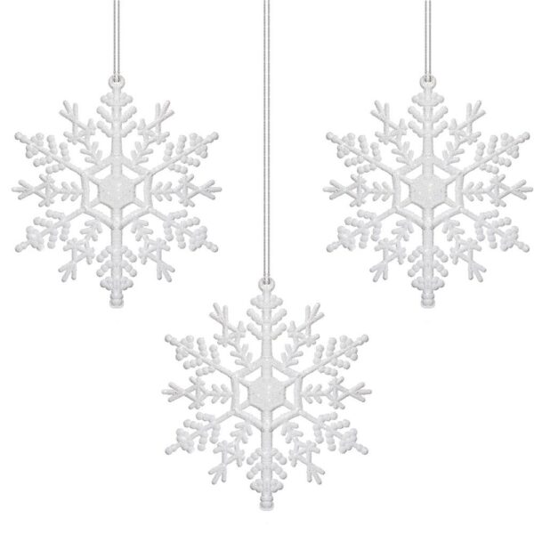 Hópehely karácsonyfadísz, 3 db-os készlet, 12cm, fehér - Image 7