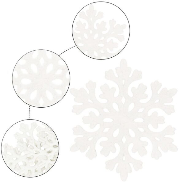 Decoratiune brad fulg de zapada, set 8 bucati, 8cm, alb - Image 7