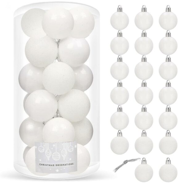 Set globuri de Craciun, 20 bucati, 3 modele, 4cm, alb - Image 7