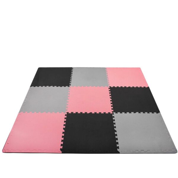 Habszivacs matrac gyerekeknek, forma puzzle típusú, 27 db, hőszigetelő, 179×179 cm, szürke rózsaszín - Image 8