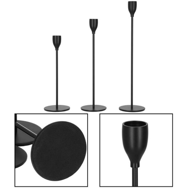 3 db fém gyertyatartó készlet, 23, 28 és 33 cm, fekete - Image 8