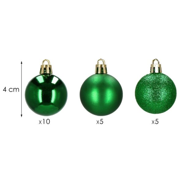Set globuri de Craciun, 20 bucati, 3 modele, 4cm, verde - Image 7