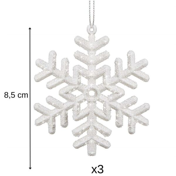 Hópehely karácsonyfadísz, 3 db-os készlet, 8cm, fehér - Image 8