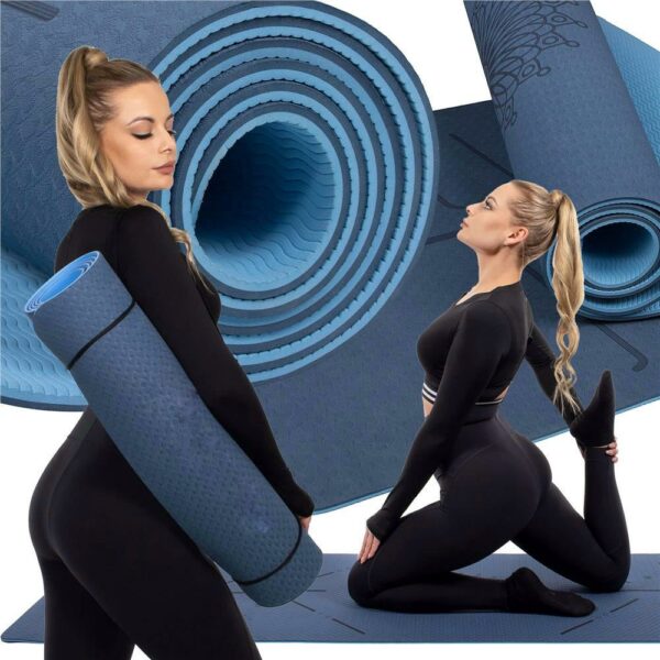 Saltea pentru antrenament, yoga, fitness, aerobic, pilates, exercitii la sol, 183x61cm, albastru - Image 11
