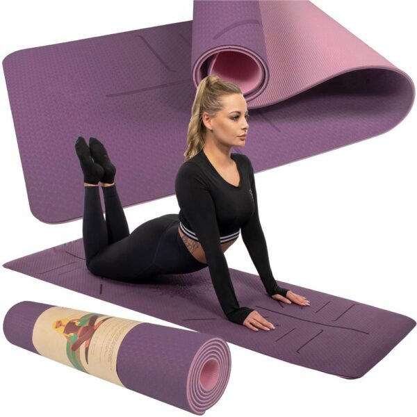 Saltea pentru antrenament, yoga, fitness, aerobic, pilates, exercitii la sol, 183x61cm, violet - Image 12