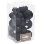 Karácsonyi gömbdísz készlet, 25 darab, 3 féle minta, 2,5 cm és 4 cm, fekete