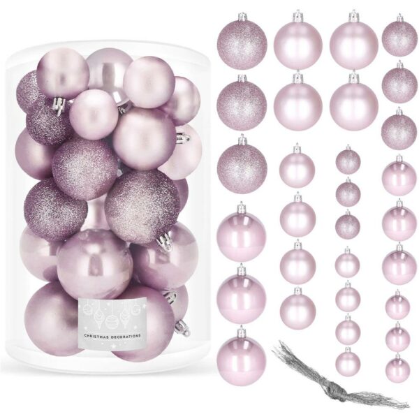Set globuri de Craciun, 30 bucati, 3 modele, 4/5/6cm, roz - Image 9