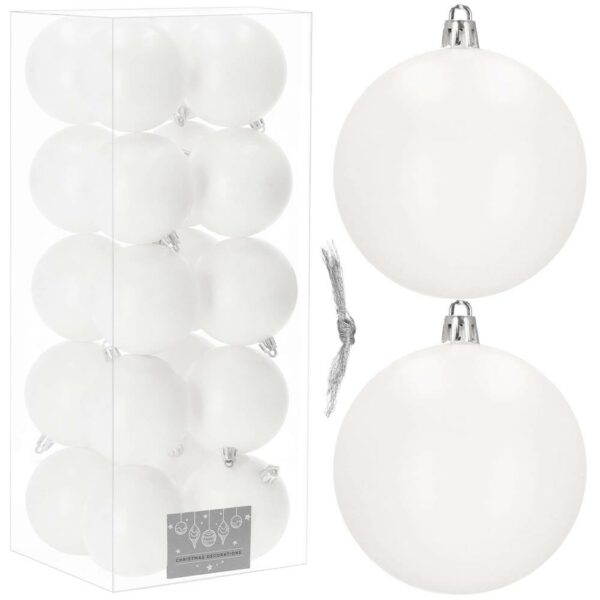 Set globuri de Craciun, 20 bucati, 8cm, alb mat - Image 8