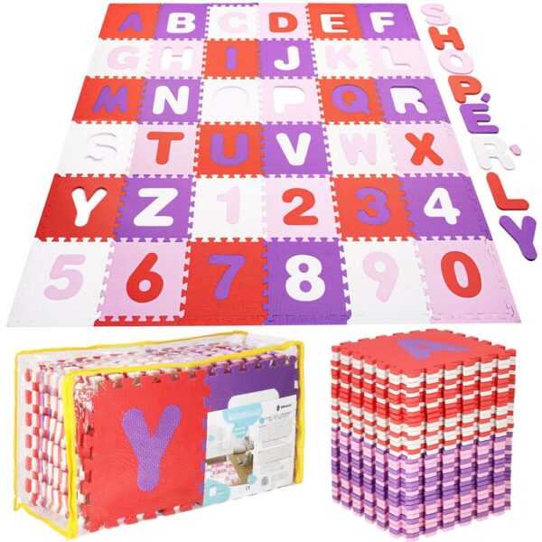 Habszivacs matrac gyerekeknek, szám és betű puzzle típusú, 36 db, 175×175 cm, tarka - Image 8