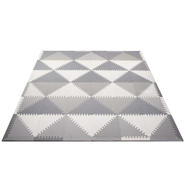 Habszivacs matrac gyerekeknek, háromszög puzzle típusú, 96 db, 186×186 cm, fehér szürke - Image 9