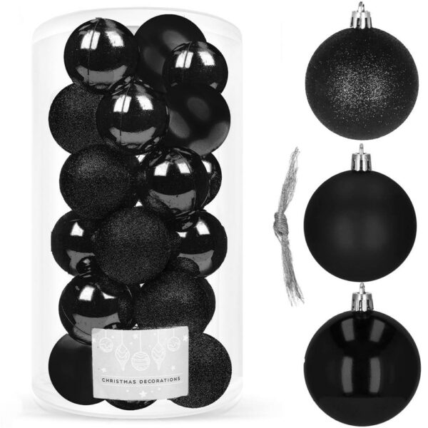 Set globuri de Craciun, 20 bucati, 3 modele, 4cm, negru - Image 8