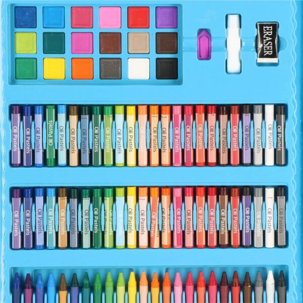 Set de pictura si desen pentru copii, 208 de piese, trusa plastic albastru - Image 10