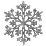 Hópehely karácsonyfadísz, 12 db-os készlet, 10cm, ezüst