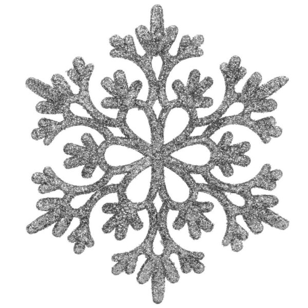 Hópehely karácsonyfadísz, 12 db-os készlet, 10cm, ezüst