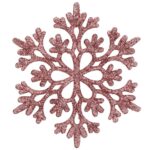Decoratiune brad fulg de zapada, set 12 bucati, 10cm, roz