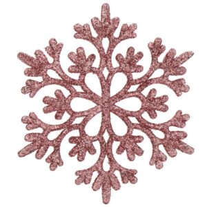 Decoratiune brad fulg de zapada, set 12 bucati, 10cm, roz