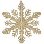 Hópehely karácsonyfadísz, 30cm, arany, csillámos