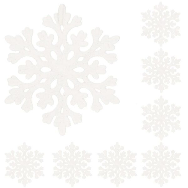 Decoratiune brad fulg de zapada, set 8 bucati, 8cm, alb - Image 9