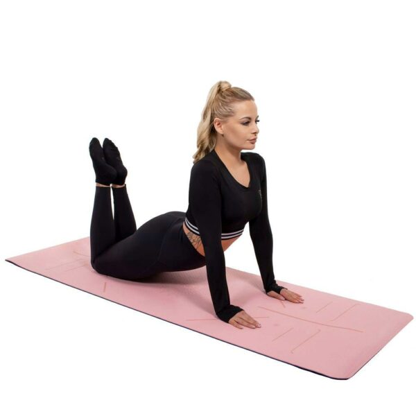 Saltea pentru antrenament, yoga, fitness, aerobic, pilates, exercitii la sol, 183x61cm, roz - Image 14