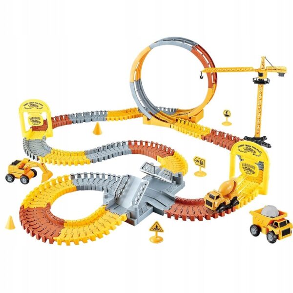 Circuit masinute, Santier cu utilaje, cu 180 de piese, pista configurabila - Image 8