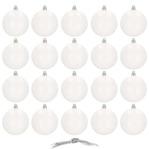 Set globuri de Craciun, 20 bucati, 8cm, alb mat - Image 9