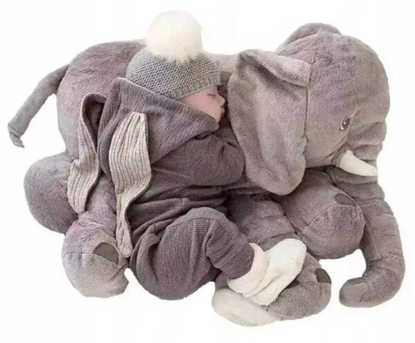 Elefánt plüssjáték, párna típusú, mosható, hipoallergén töltelék, gyerekeknek és felnőtteknek, 70 cm, szürke - Image 8