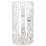 Karácsonyi gömb szett Inedit, 30 darab, 7 cm, átlátszó és fehér