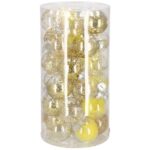 Karácsonyi díszgömb készlet Inedit, 30 darab, 7 cm, átlátszó és arany színben