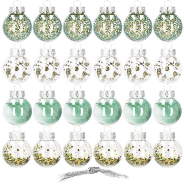 Set globuri de Craciun Inedit, 24 bucati, 5cm, transparente si verde - Image 9