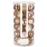 Set globuri de Craciun Inedit, 30 bucati, 6cm, transparente si aramiu