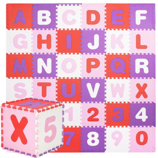 Habszivacs matrac gyerekeknek, szám és betű puzzle típusú, 36 db, 175×175 cm, tarka - Image 9