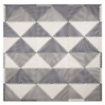 Habszivacs matrac gyerekeknek, háromszög puzzle típusú, 96 db, 186×186 cm, fehér szürke