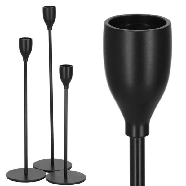 3 db fém gyertyatartó készlet, 23, 28 és 33 cm, fekete - Image 9