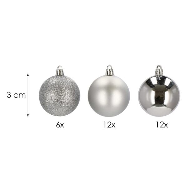 Set globuri de Craciun, 30 bucati, 3 modele, 3cm, argintiu - Image 10