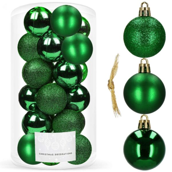 Set globuri de Craciun, 20 bucati, 3 modele, 4cm, verde - Image 9