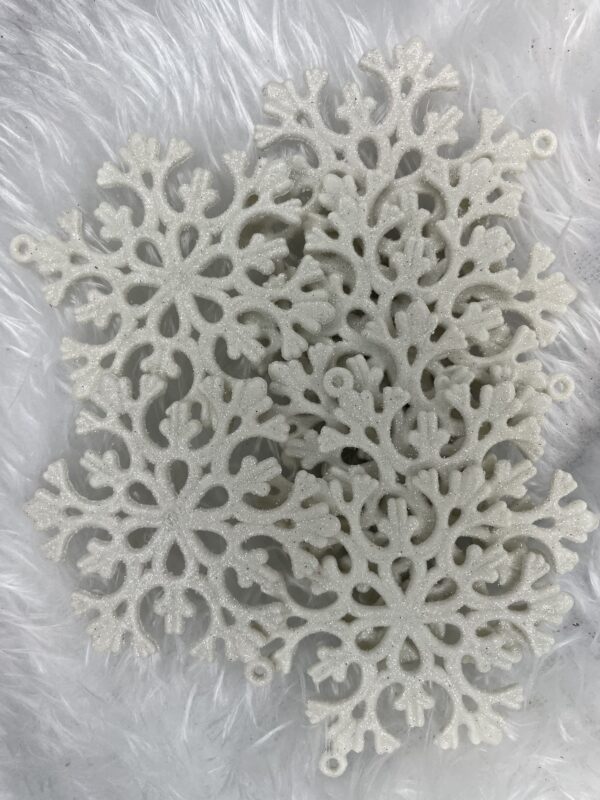 Decoratiune brad fulg de zapada, set 8 bucati, 8cm, alb - Image 13
